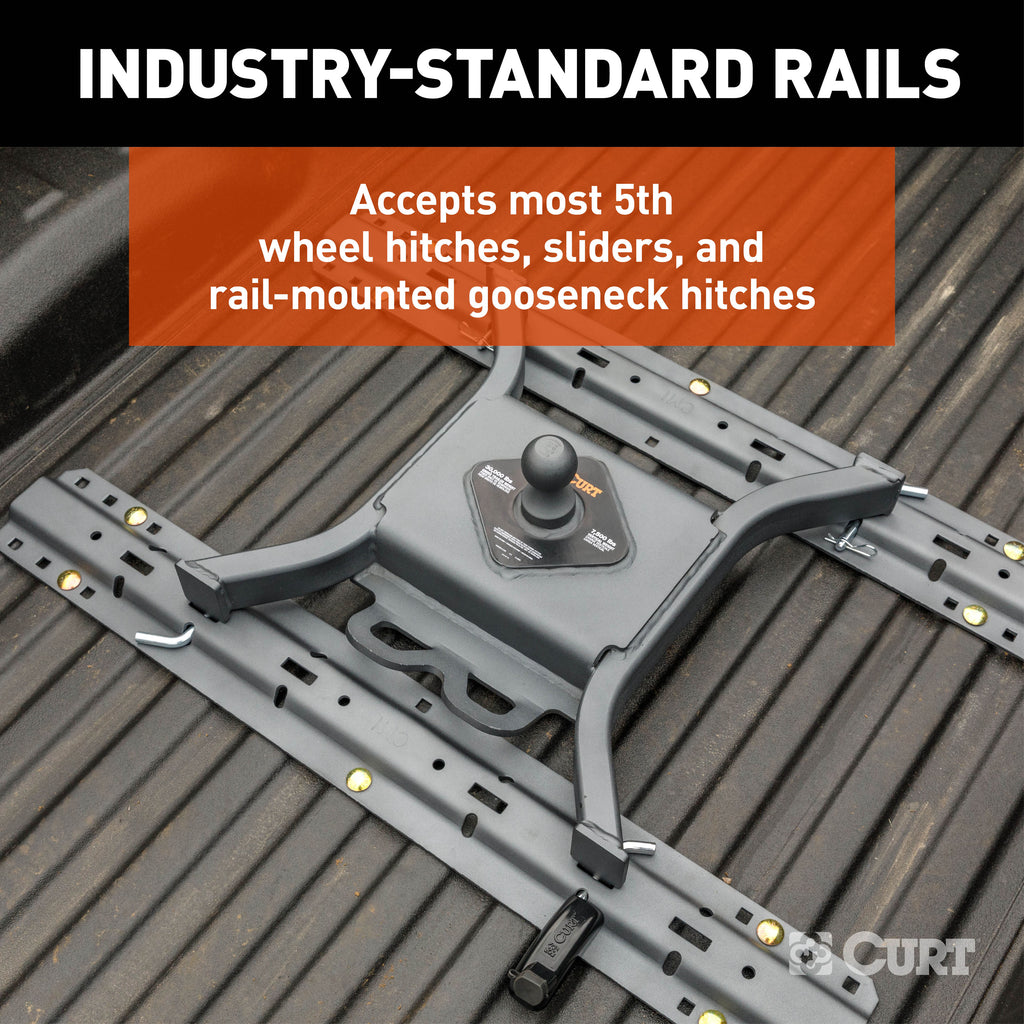 CURT 16205 Universal 5th Wheel Base Rails, 40K (Teridium)