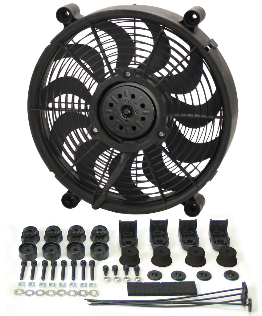 Derale 16214 14" High Output Single RAD Pusher/Puller Fan with Premium Mount Kit