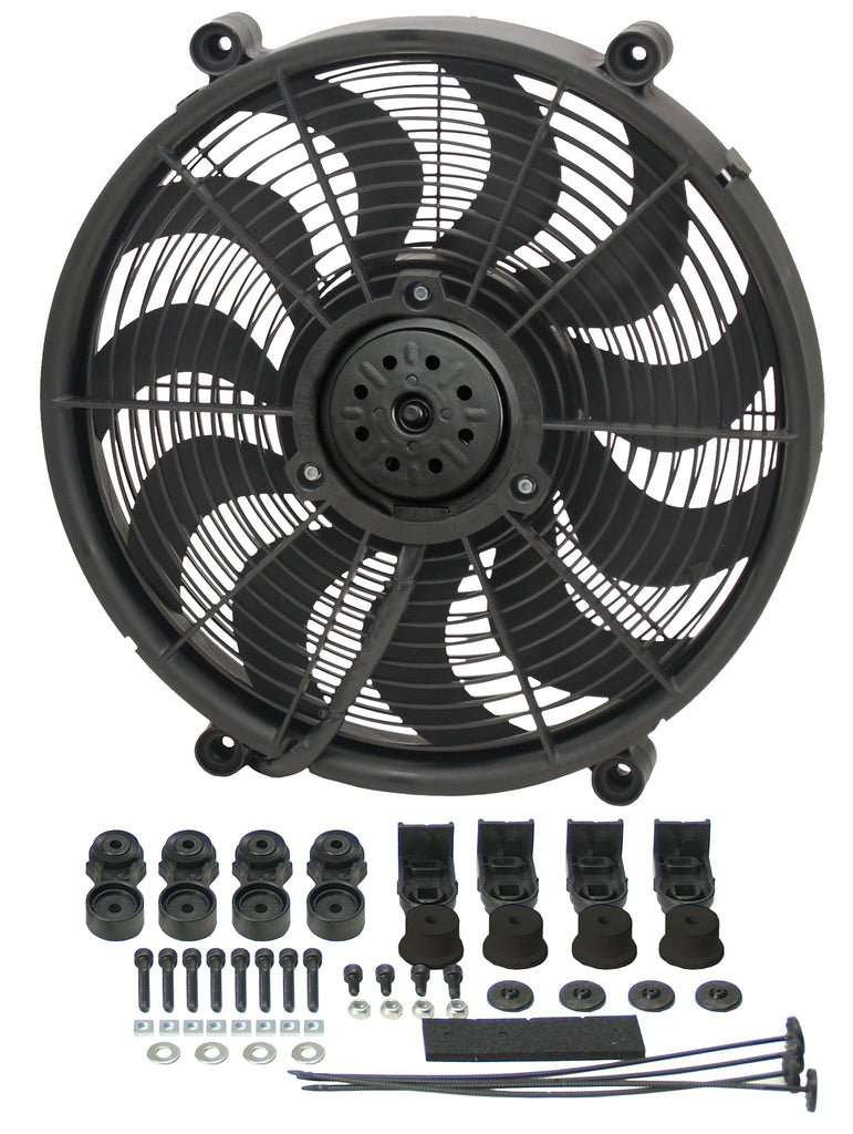 Derale 16217 17" High Output Single RAD Pusher/Puller Fan with Premium Mount Kit
