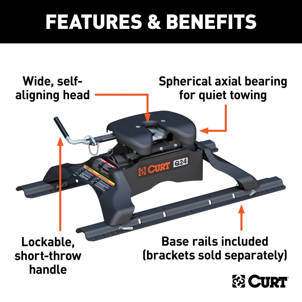 CURT 16246 CURT 16246 Q24 5th Wheel Hitch with Base Rails; 24;000 lbs - Truck Part Superstore