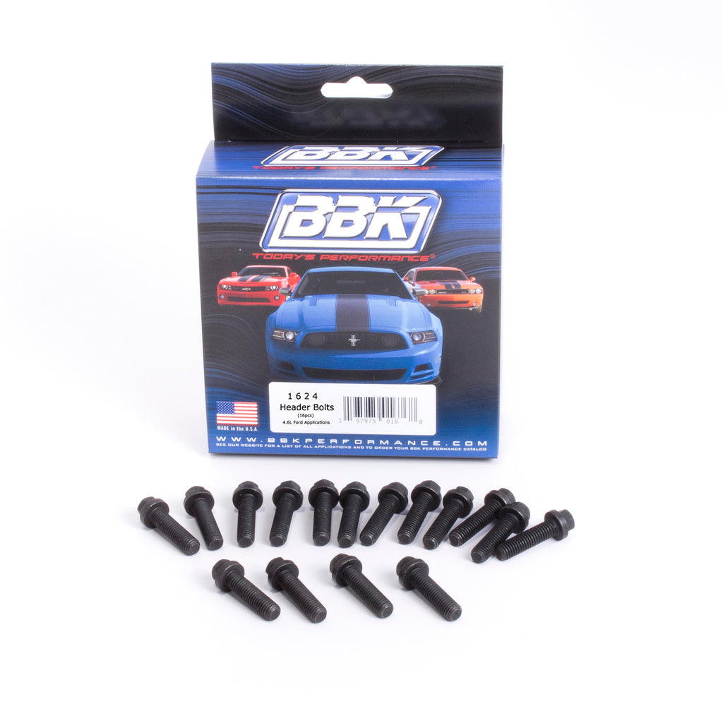 BBK Performance Parts 1624 EXHAUST HEADER BOLT KIT- FORD 4.6 5.4 - M8 X 1.25 X 30MM 16 PIECES for Select Chevrolet Camaro, Ford F-150, Ford Mustang