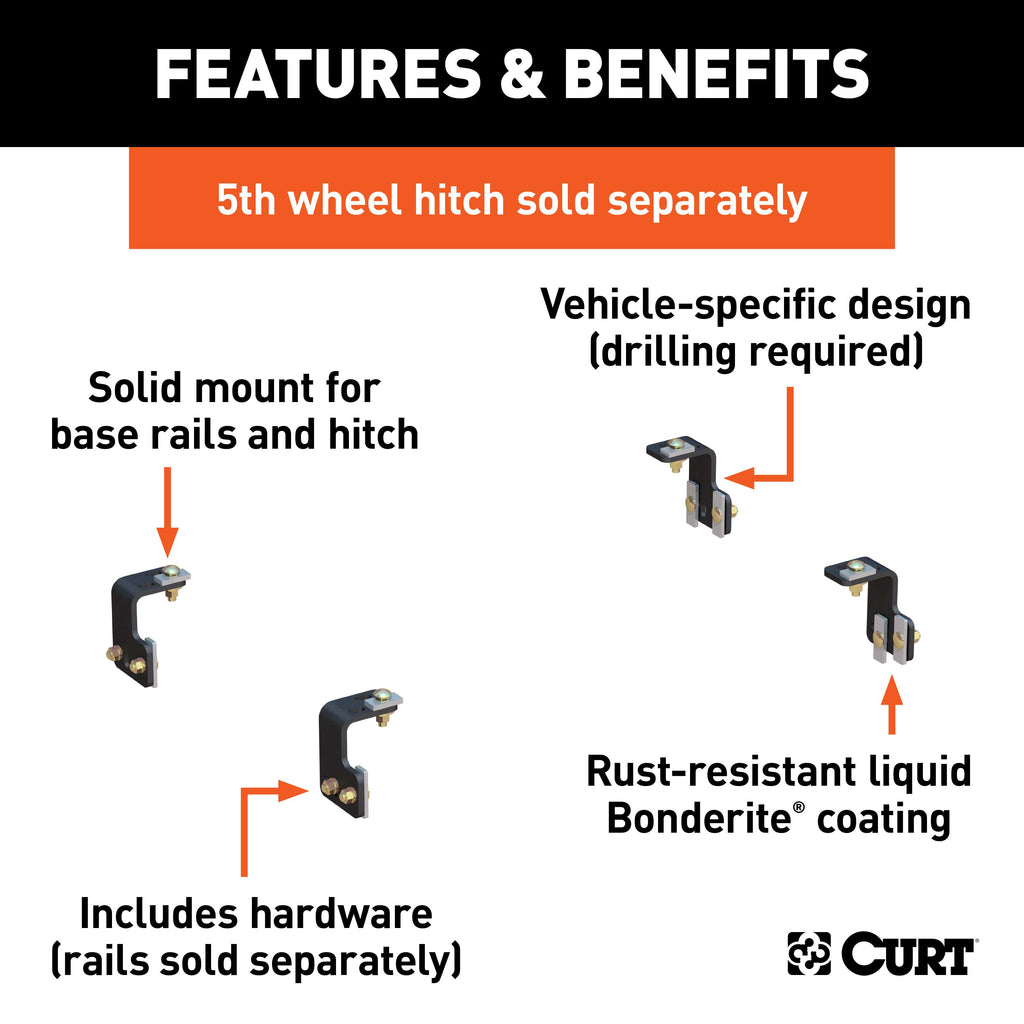 CURT 16300 Semi-Custom 5th Wheel Brackets, Select Ford F-150