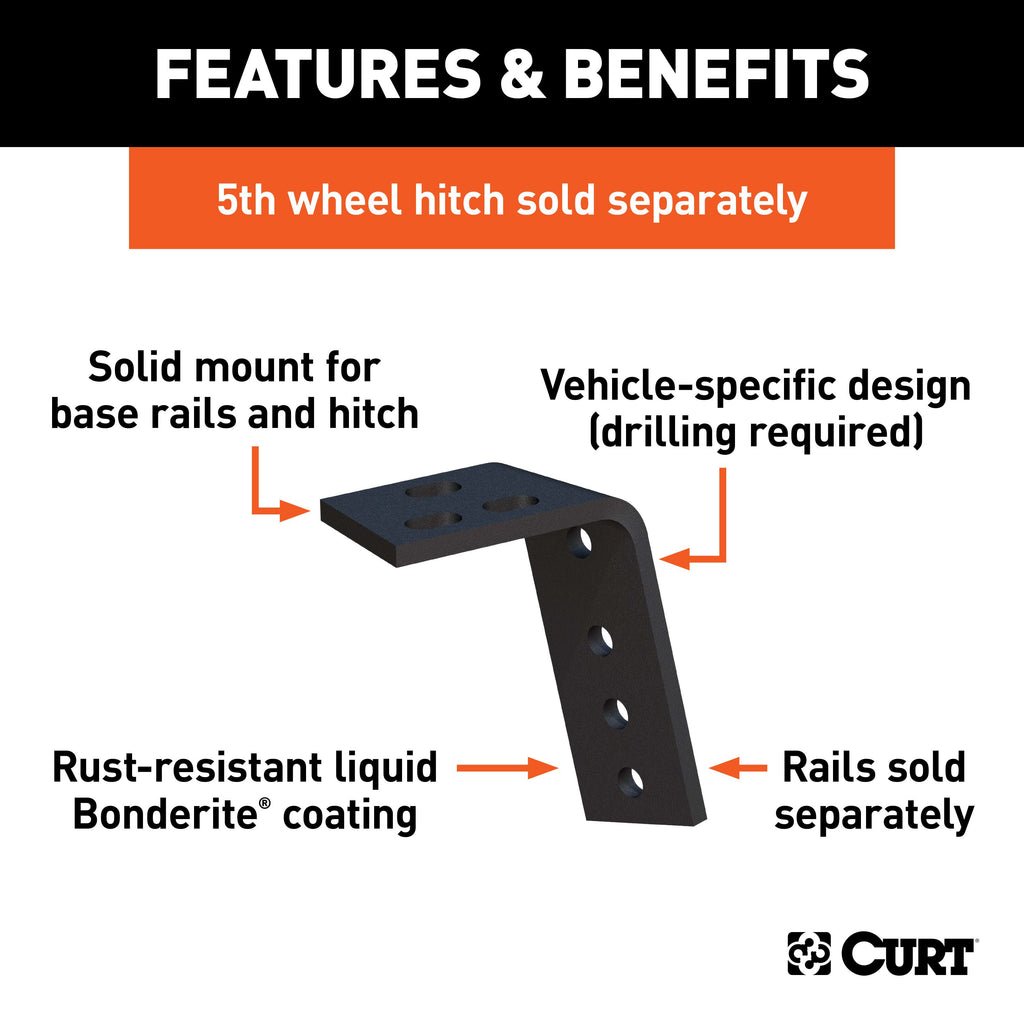 CURT 16303 Semi-Custom 5th Wheel Brackets, Select Dodge Ram 1500