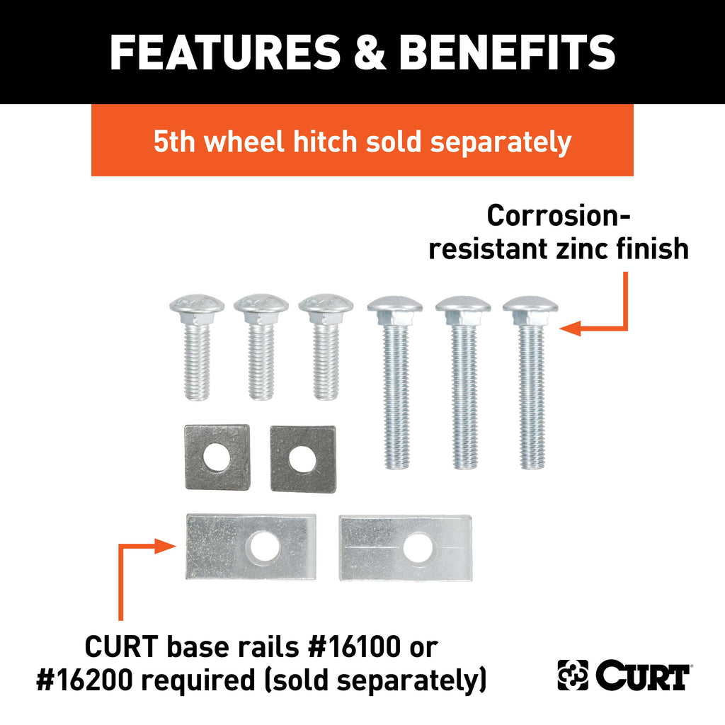 CURT 16304 Semi-Custom 5th Wheel Hardware, Select Toyota Tundra (Except Extended Crew Cab)