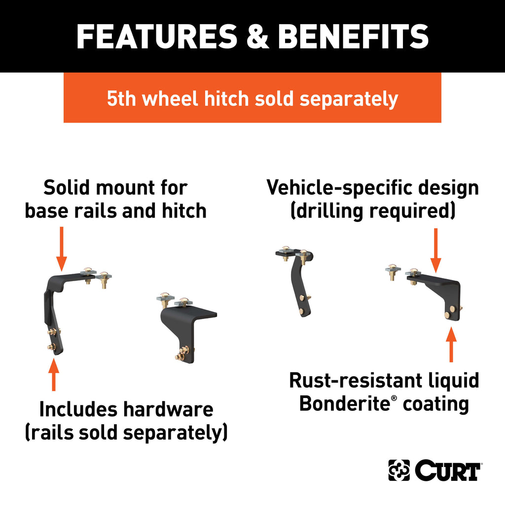 CURT 16306 Semi-Custom 5th Wheel Brackets, Select Dodge, Ram 1500