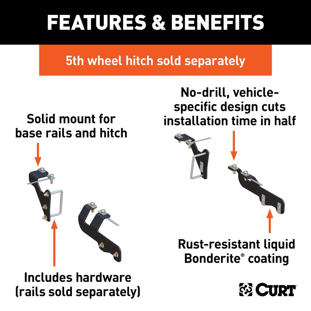 CURT 16307 Custom 5th Wheel Brackets, Select Ram 1500