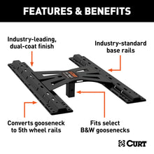 Load image into Gallery viewer, CURT 16310 X5 Gooseneck-to-5th-Wheel Adapter Plate with Square Shank