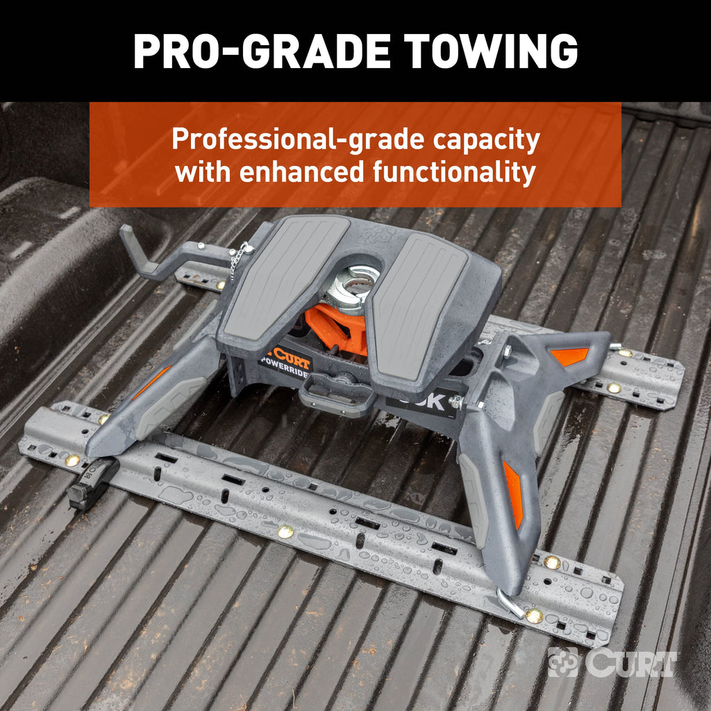 CURT 16321 PowerRide 30K 5th Wheel Hitch with Rails