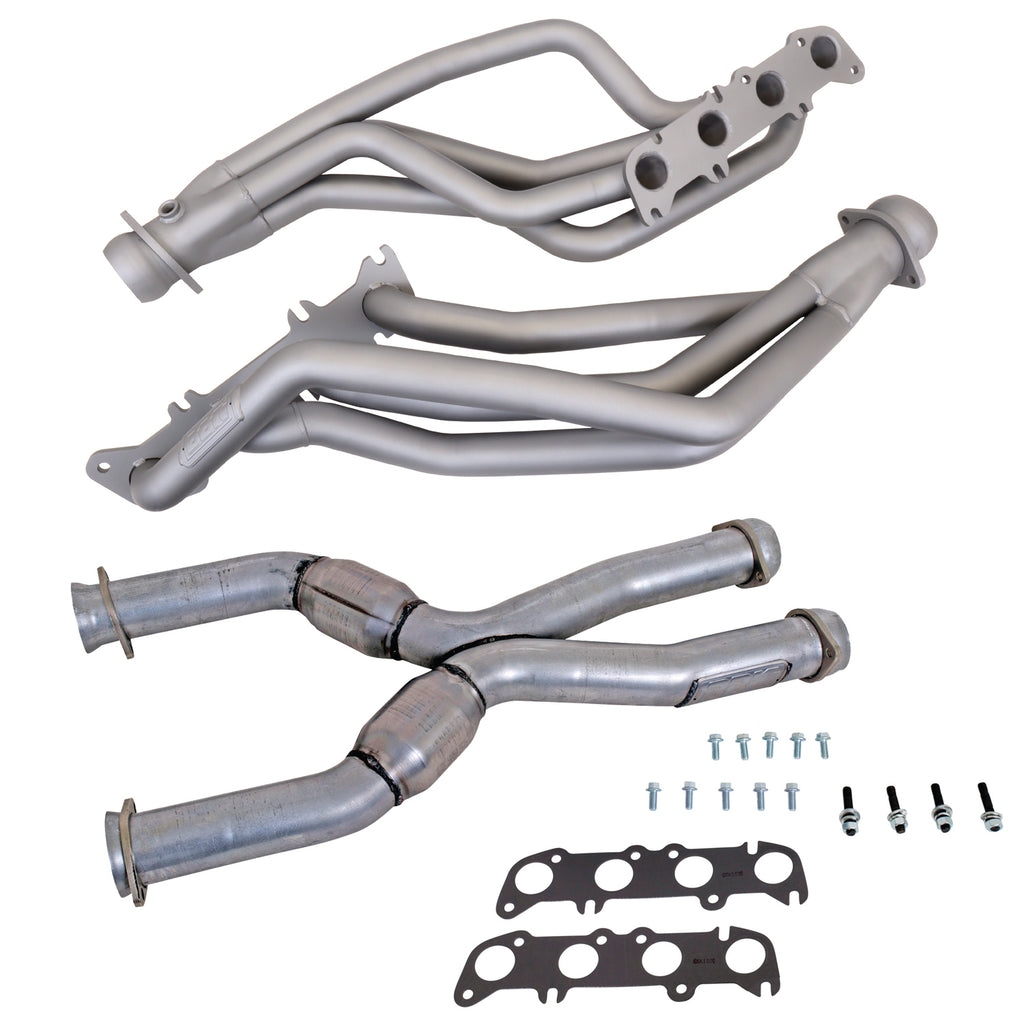 BBK Performance Parts 16342 86-04 MUSTANG COYOTE SWAP 1-3/4" LONG TUBE HEADERS PLUS MID PIPE (TITANIUM) for Select Ford Mustang