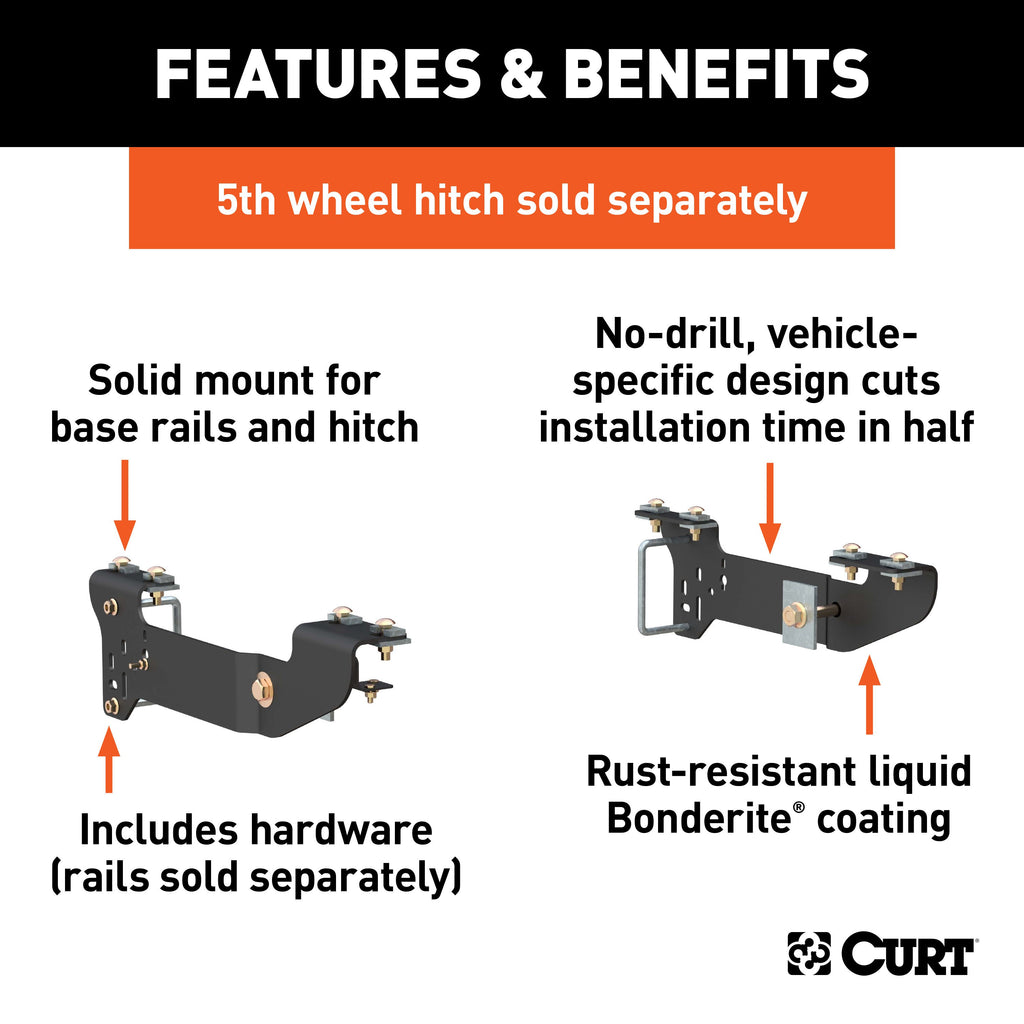 CURT 16400 Custom 5th Wheel Brackets, Select Chevrolet Silverado, GMC Sierra 1500