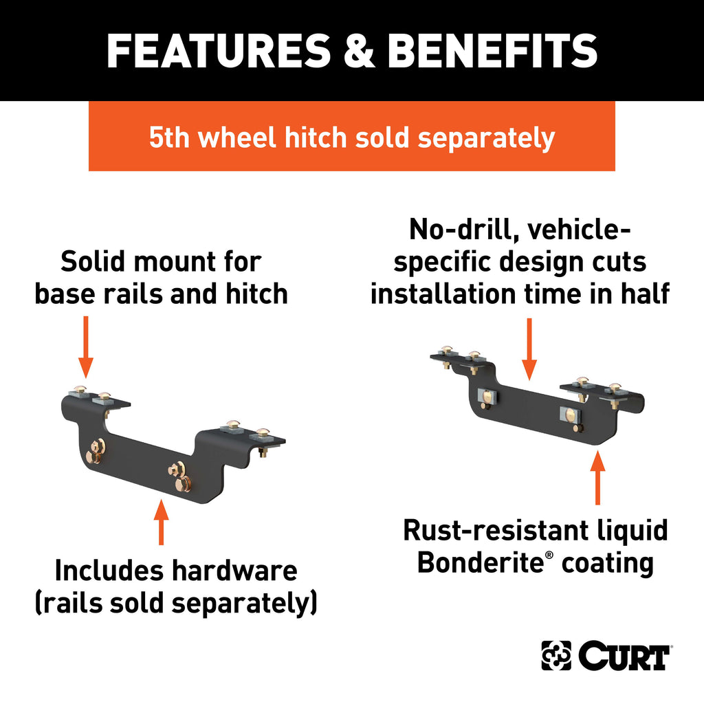 CURT 16411 Custom 5th Wheel Brackets, Select Silverado, Sierra (Except Cab & Chassis)