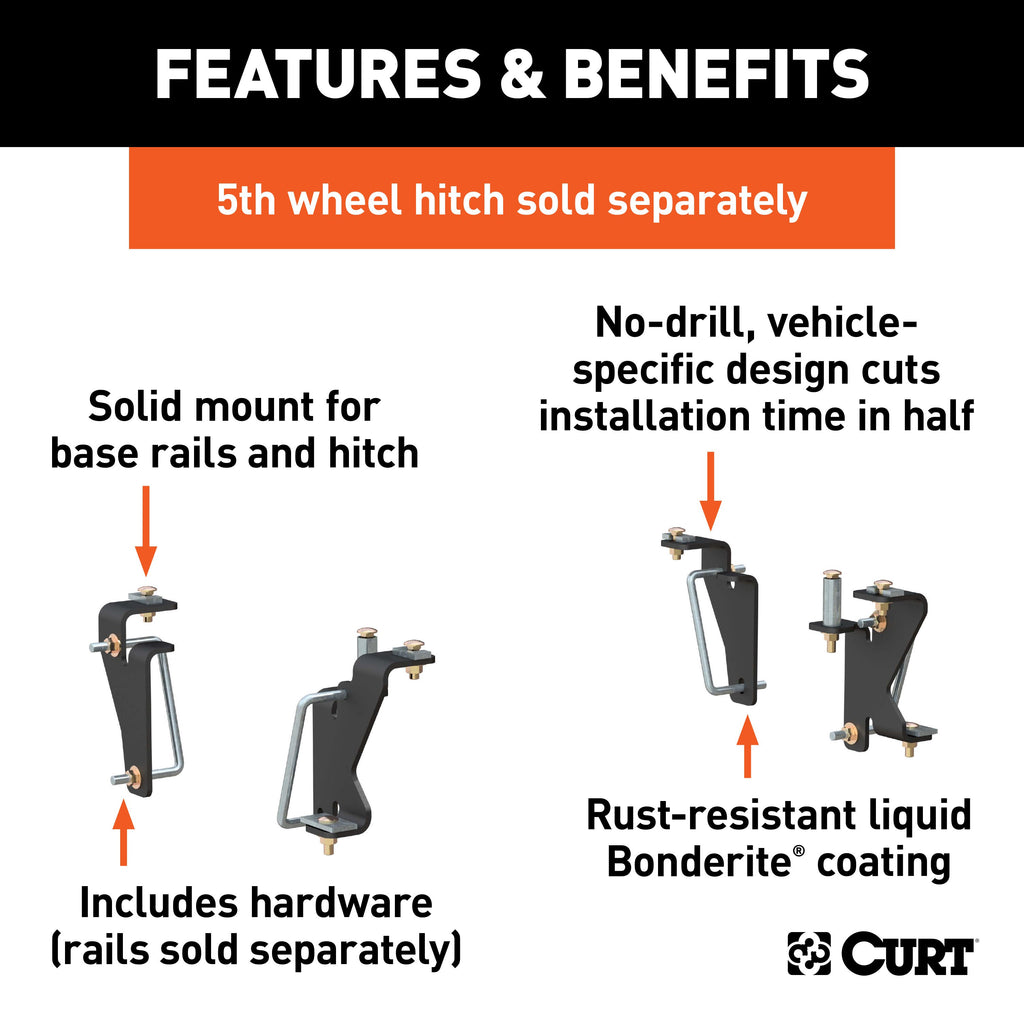 CURT 16420 Custom 5th Wheel Brackets, Select Dodge, Ram 1500, 2500, 3500