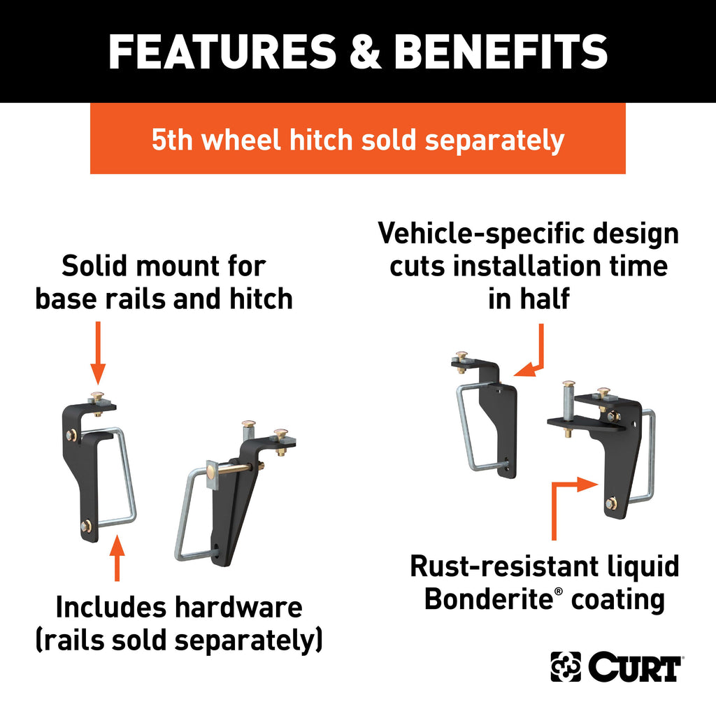 CURT 16430 Custom 5th Wheel Brackets, Select Ram 2500, 3500