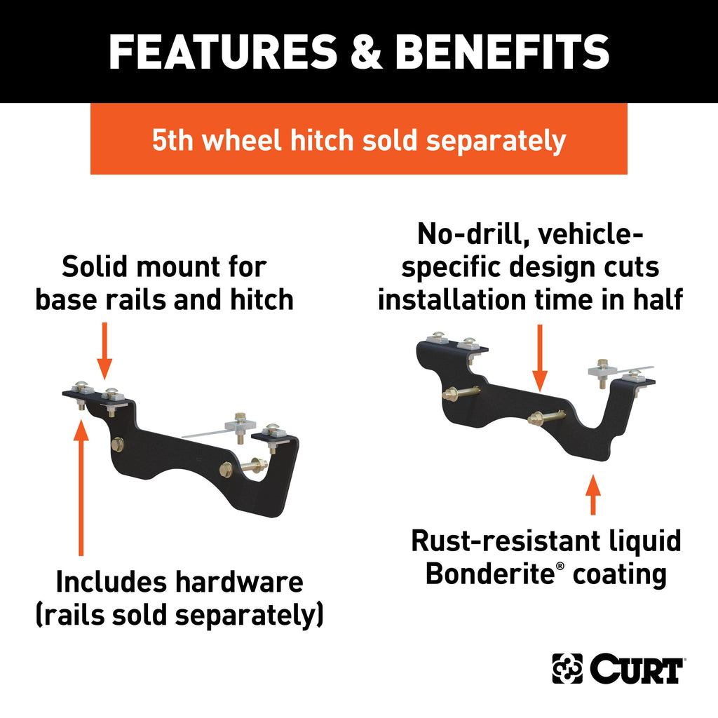 CURT 16432 Custom 5th Wheel Brackets, Select Ford F-250, F-350 Super Duty