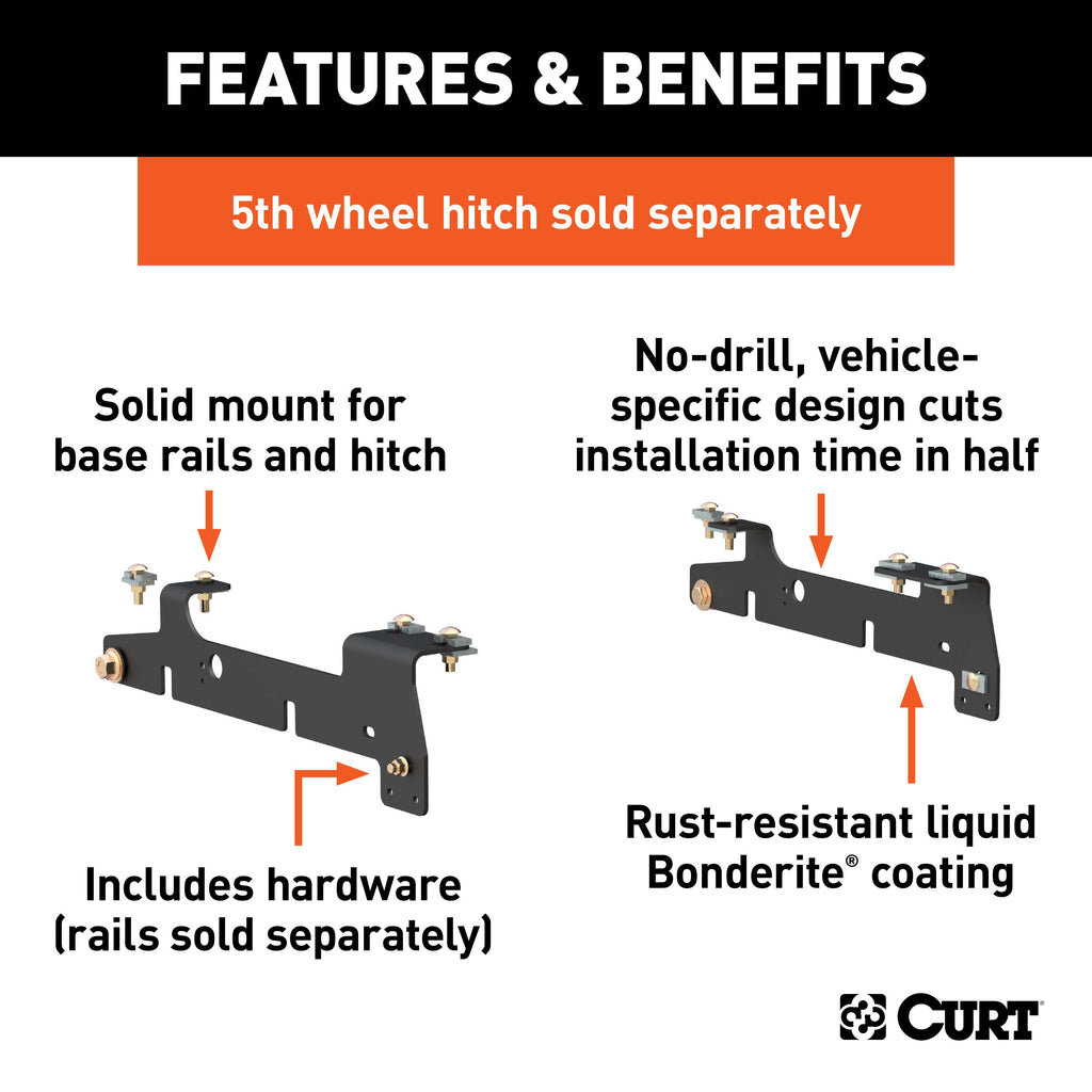 CURT 16437 Custom 5th Wheel Brackets, Select Ford F-150, F-250