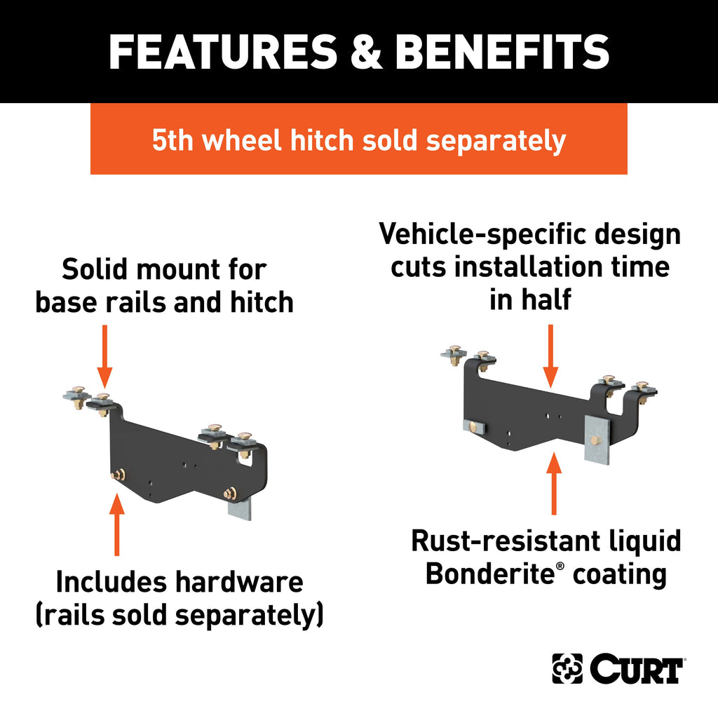 CURT 16443 Custom 5th Wheel Brackets, Select Ford F-250, F-350 Super Duty