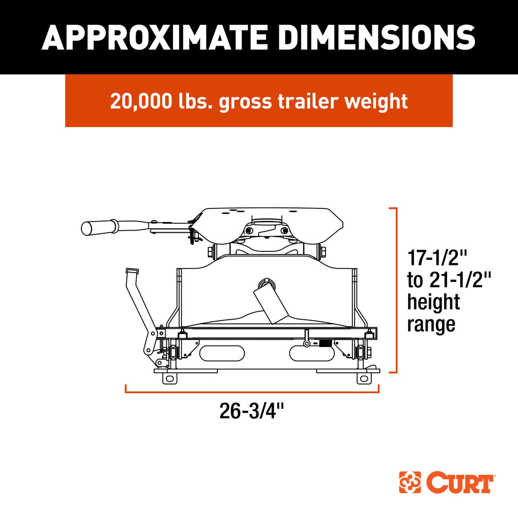 CURT 16531 A20 Sliding 5th Wheel Hitch, 20,000 lbs.