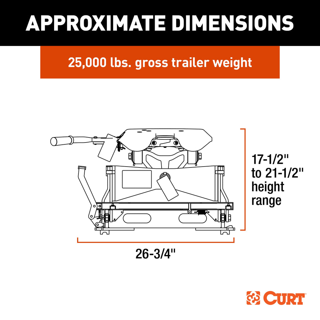 CURT 16551 A25 Sliding 5th Wheel Hitch, 25,000 lbs.