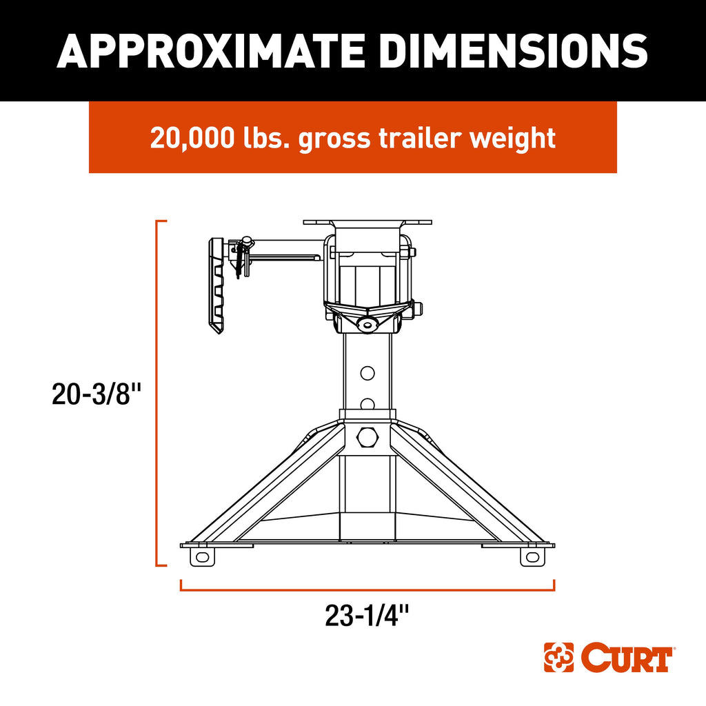 CURT 16600 CrossWing 20K 5th Wheel Hitch for Industry-Standard Rails