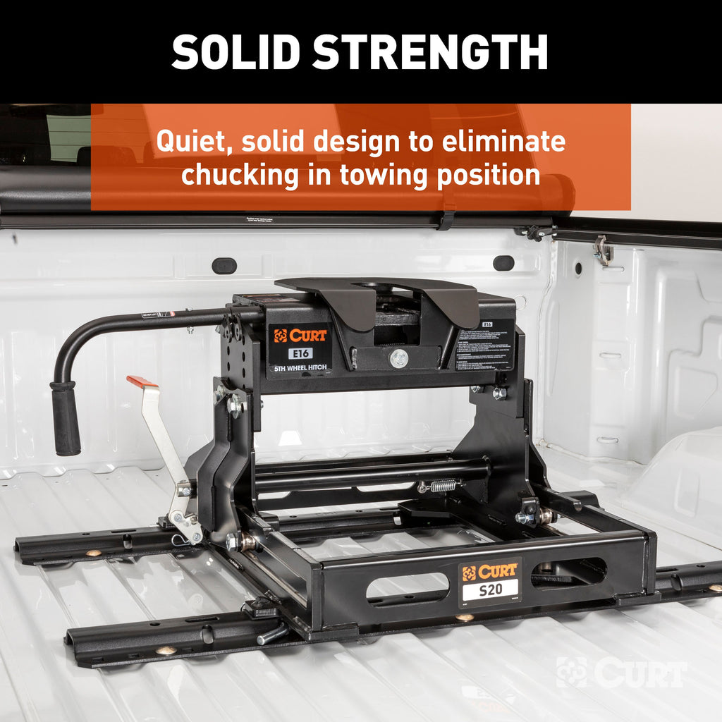 CURT 16611 E16 Sliding 5th Wheel Hitch with Rails, 16,000 lbs.