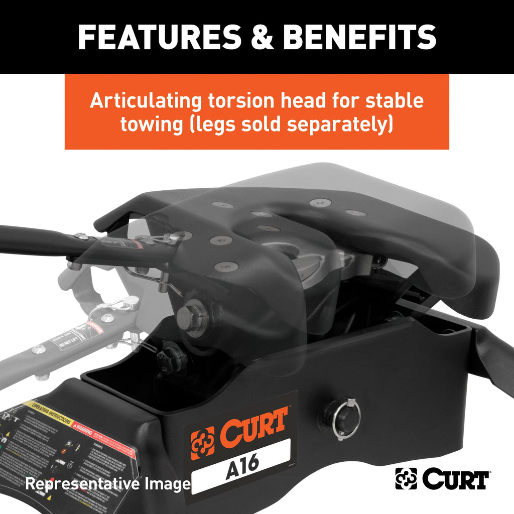 CURT 16621 A16 Sliding 5th Wheel Hitch with Rails; 16;000 lbs. - Truck Part Superstore