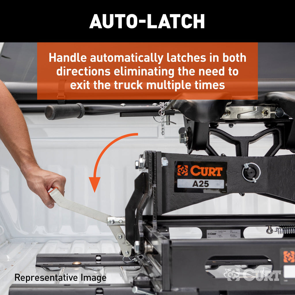 CURT 16631 A20 Sliding 5th Wheel Hitch with Rails, 20,000 lbs.
