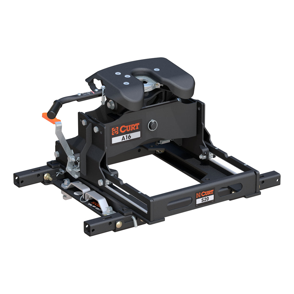 CURT 16681 A16 5th Wheel Hitch w/ S20 Slider & Puck System Adapter, Select Chevy, Ford, GMC