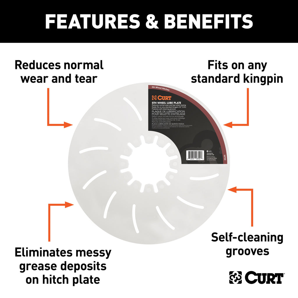 CURT 16722 12" 5th Wheel Lube Plate
