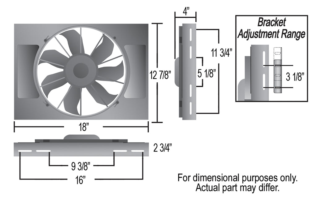 Derale 16814 High Output Single 12" Electric RAD Fan/Aluminum Shroud Kit