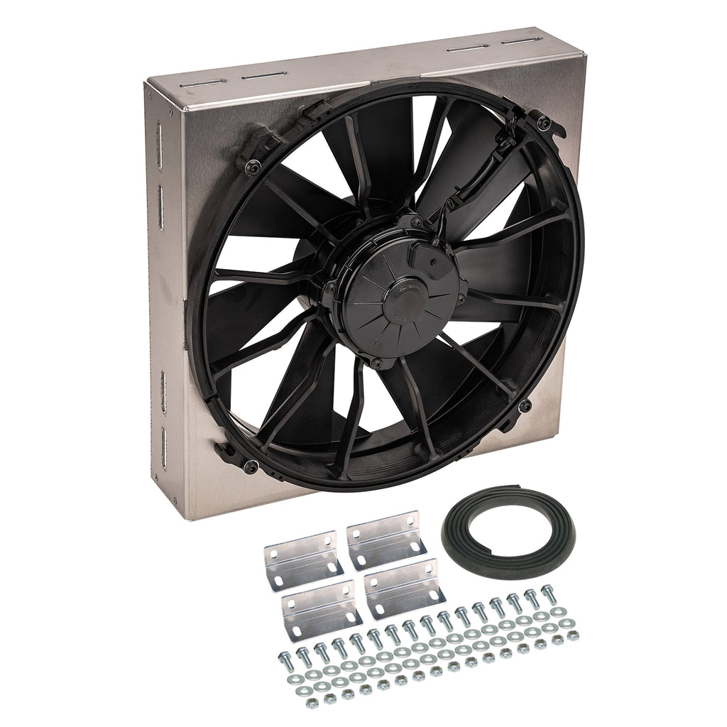 Derale 16815 High Output Single 12" Electric RAD Fan/Aluminum Shroud Kit