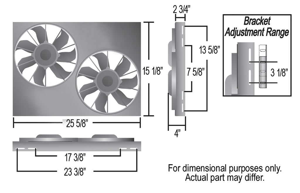 Derale 16825 Powerpack - High Output Dual 12" Electric RAD Fan/Aluminum Shroud Kit