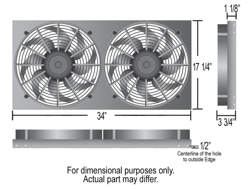 Derale 16843 Powerpack - High Output Dual 17" Electric RAD Fan/Aluminum Shroud Kit