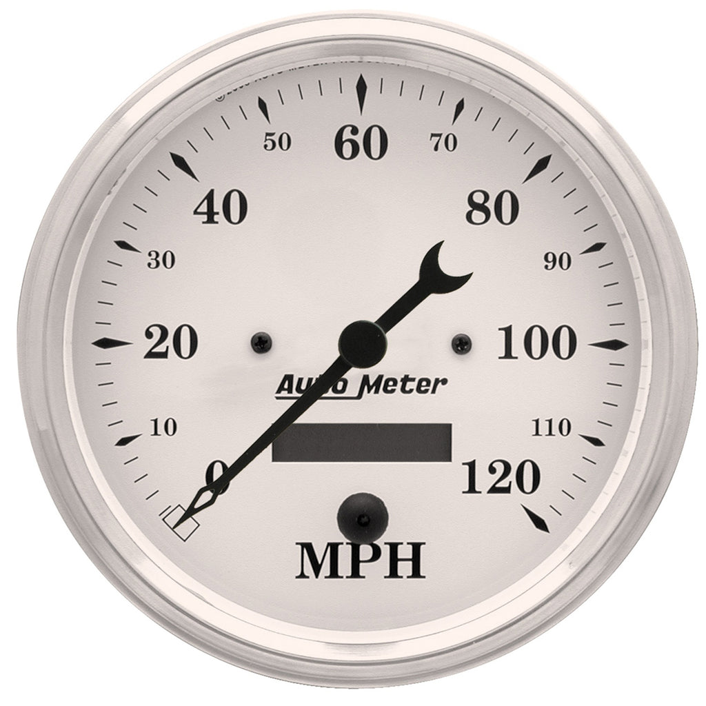 AutoMeter 1689 GAUGE, SPEEDO., 5", 120MPH, ELEC. PROG. W/ LCD ODO, OLD TYME WHITE