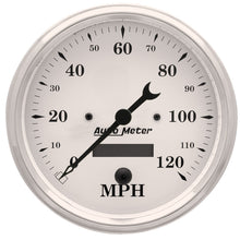 Load image into Gallery viewer, AutoMeter 1689 GAUGE, SPEEDO., 5", 120MPH, ELEC. PROG. W/ LCD ODO, OLD TYME WHITE