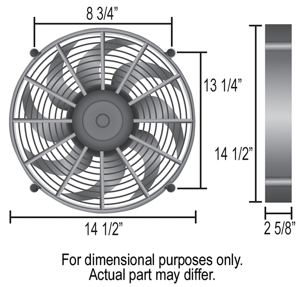 Derale 16913 14" High Output Single RAD Pusher/Puller Fan with Standard Mount Kit