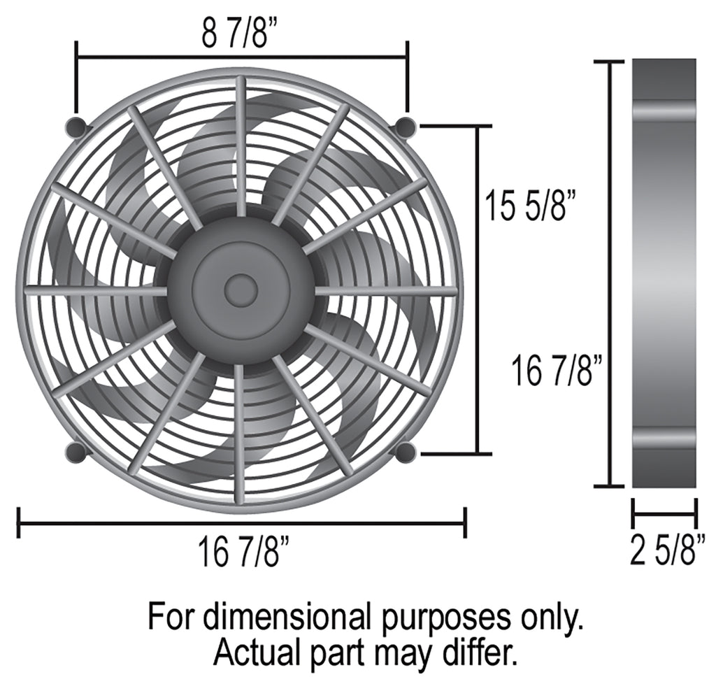 Derale 16917 17" High Output Single RAD Pusher/Puller Fan with Standard Mount Kit