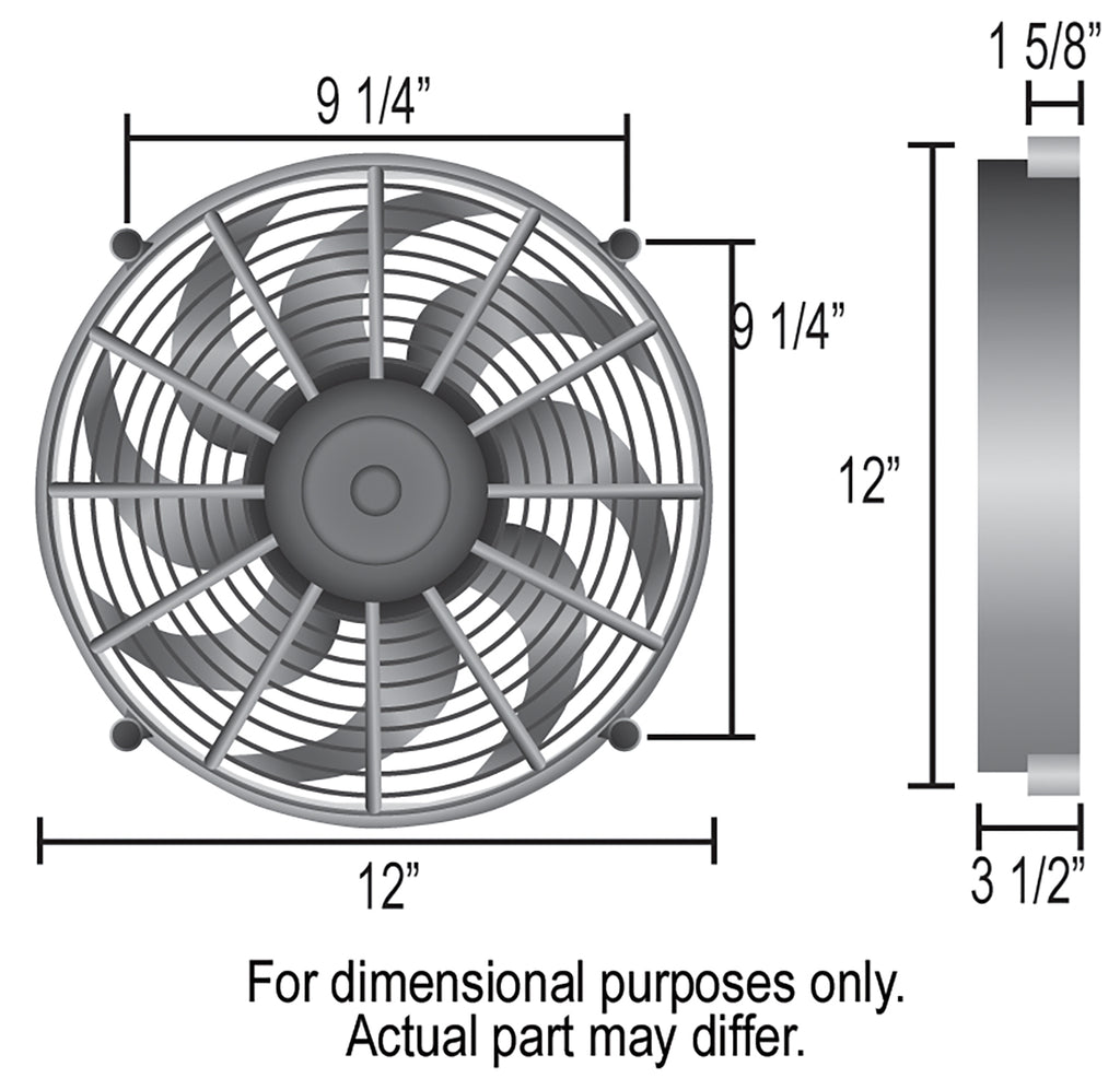 Derale 16918 12" High Output IP-68 Electric Puller Fan
