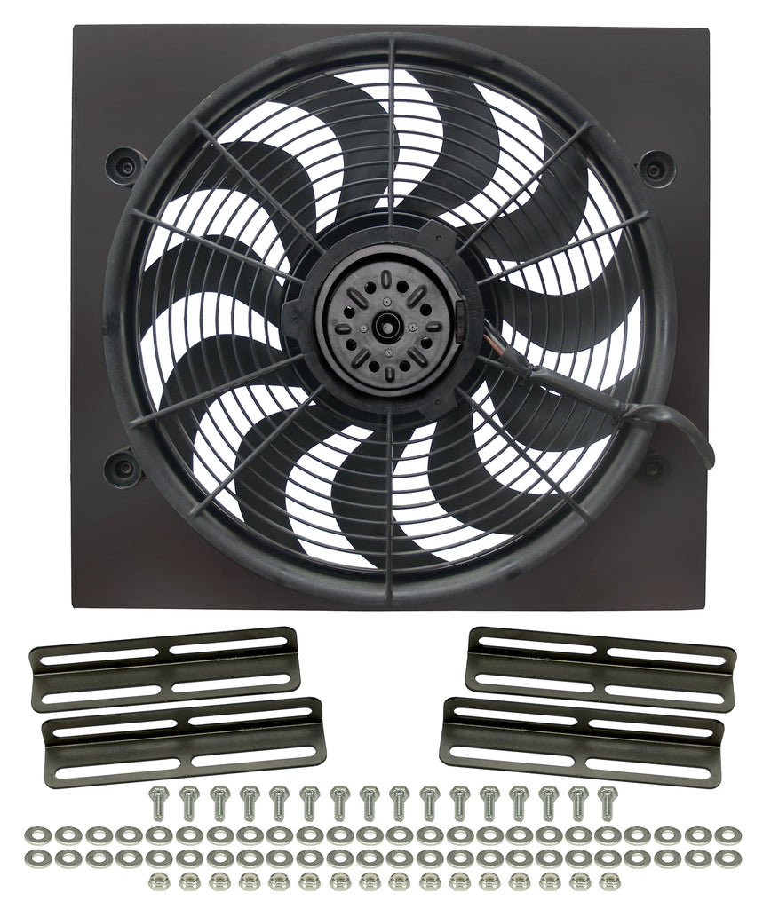 Derale 16919 High Output 17" Electric Puller Fan/Black Steel Shroud Kit