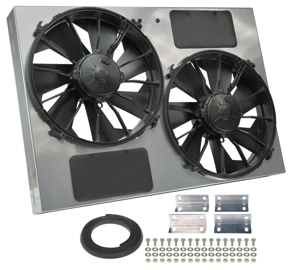 Derale 16927 Powerpack - High Output Dual 12" Electric RAD Fan/Powder coated Steel Shroud Kit