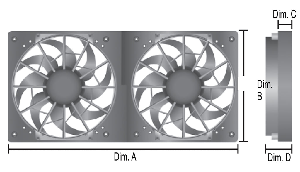 Derale 16928 High Output Dual 12" Electric RAD Fan/Plastic Shroud Kit