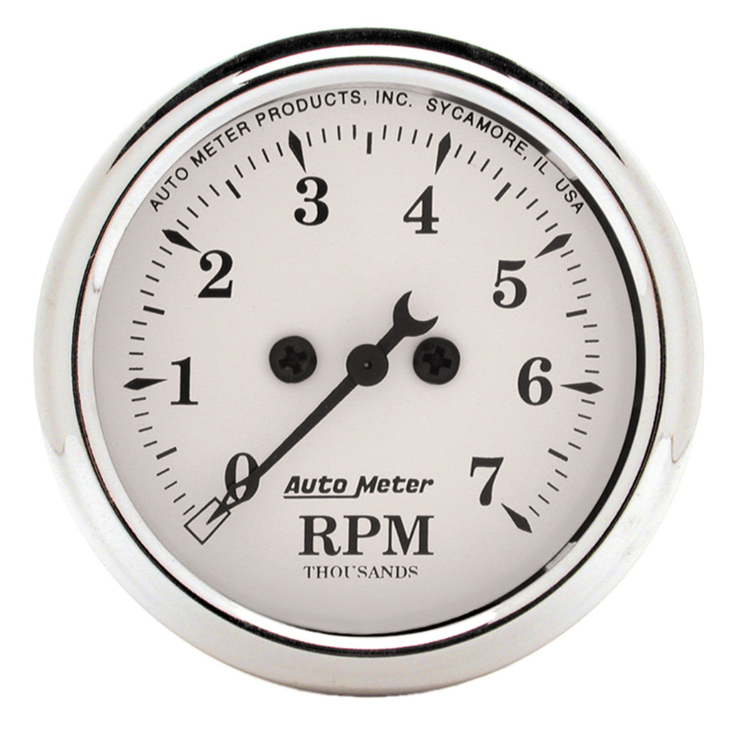 AutoMeter 1694 GAUGE, TACHOMETER, 2 1/16", 7K RPM, IN-DASH, OLD TYME WHITE