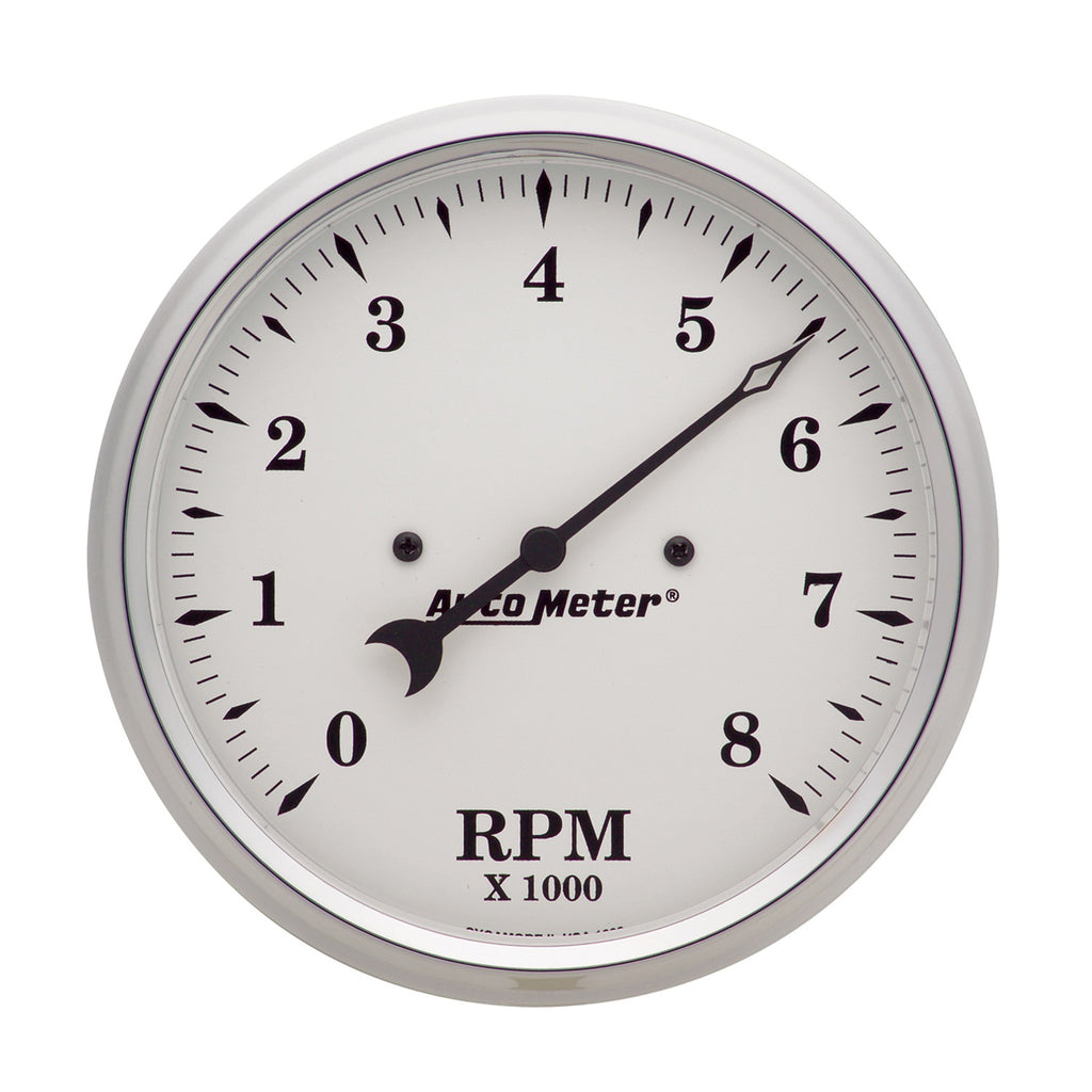 AutoMeter 1699 GAUGE, TACHOMETER, 5", 8K RPM, IN-DASH, OLD TYME WHITE