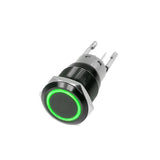 Race Sport RS-B16MM-LEDG 16mm Black 2 Position On/Off Switch (Green) - Black Flush Mount 12V