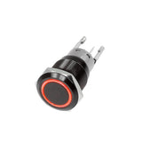 Race Sport RS-B16MM-LEDR 16mm Black 2 Position On/Off Switch (Red) - Black Flush Mount 12V