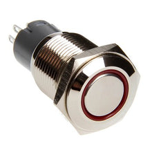 Load image into Gallery viewer, 16Mm-Flush-Mount-Pre-Wired-Led-Momentary-Switch-(Red)-(Each)---Chrome-Finish