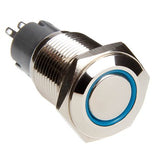 Race Sport RS-2P16MM-LEDB 16mm LED 2-Position On/Off Switch (Blue) - Chrome Finish