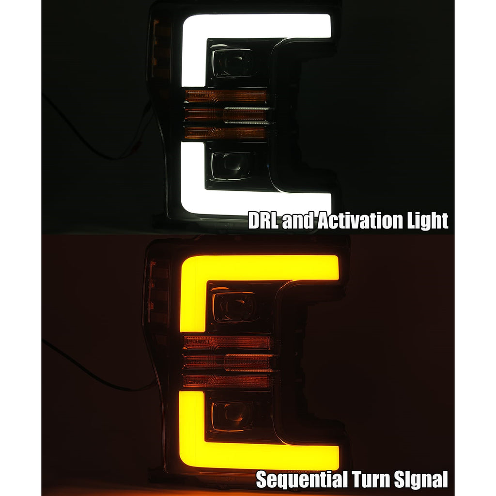 17-19-Ford-F-250-Sd-Pro-Series-Proj-Headlights-Plank-Style-Chrome-WActiv-LightSeq-Signal