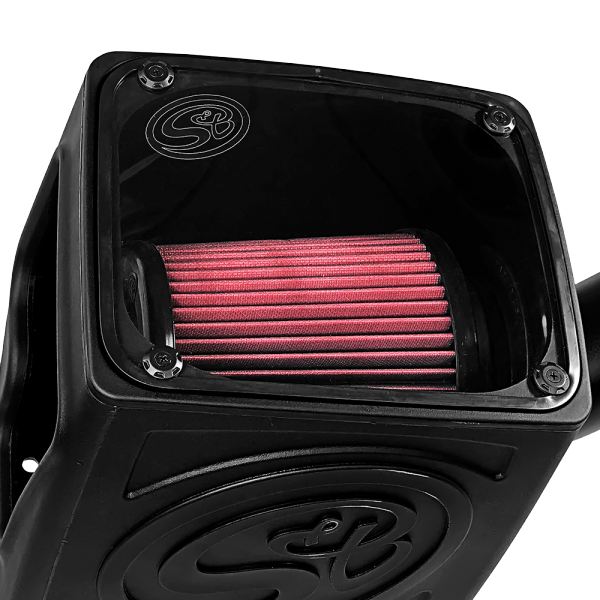 ~(17-Lbs.-26X17x15)~-Cold-Air-Intake-For-16-19-Silverado-Sierra-2500-3500-6.0L-Cotton-Cleanable-Red-S-B