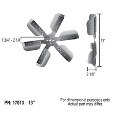 Load image into Gallery viewer, Derale 17013 13" Heavy Duty Stainless Steel Standard Rotation Flex Fan, Black Hub