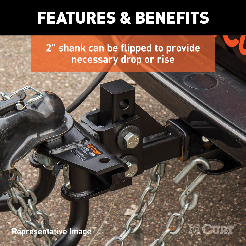CURT 17057 Round Bar Weight Distribution Hitch with Integrated Lubrication (10-14K)